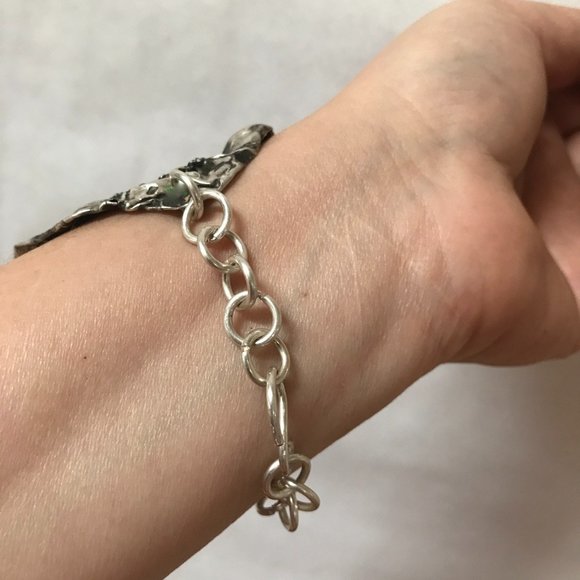 Floral Sterling Silver 925 Wide Cuff Bracelet Victorian Art Nouveau - Picture 7 of 7